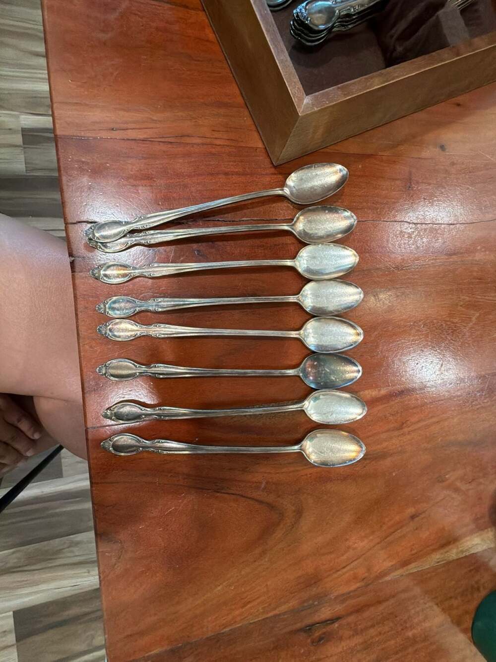 WM Rogers Silverplate Flatware Set with Wooden Box - Picture 5 of 7